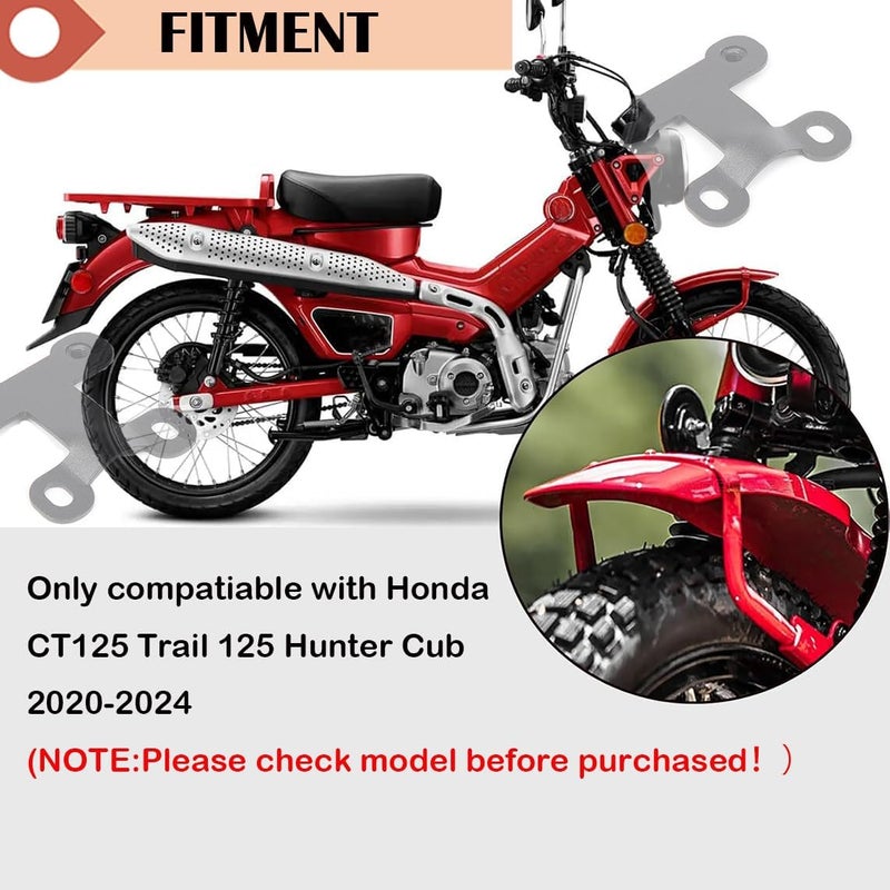 Techtek Front Fender Lift Kit Mudguard Lift Riser 4CM Bracket Kit for Honda CT125 Trail 125 Hunter Cub 2020-2024 Front Fender Lift Up Set Black Steel Accessories (Set of 2) - Image 4